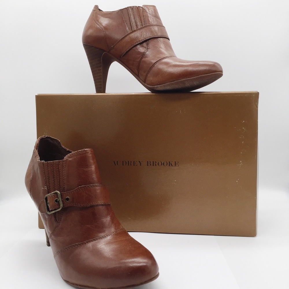 Audrey Brooke Adele Brown Leather Ankle Boots